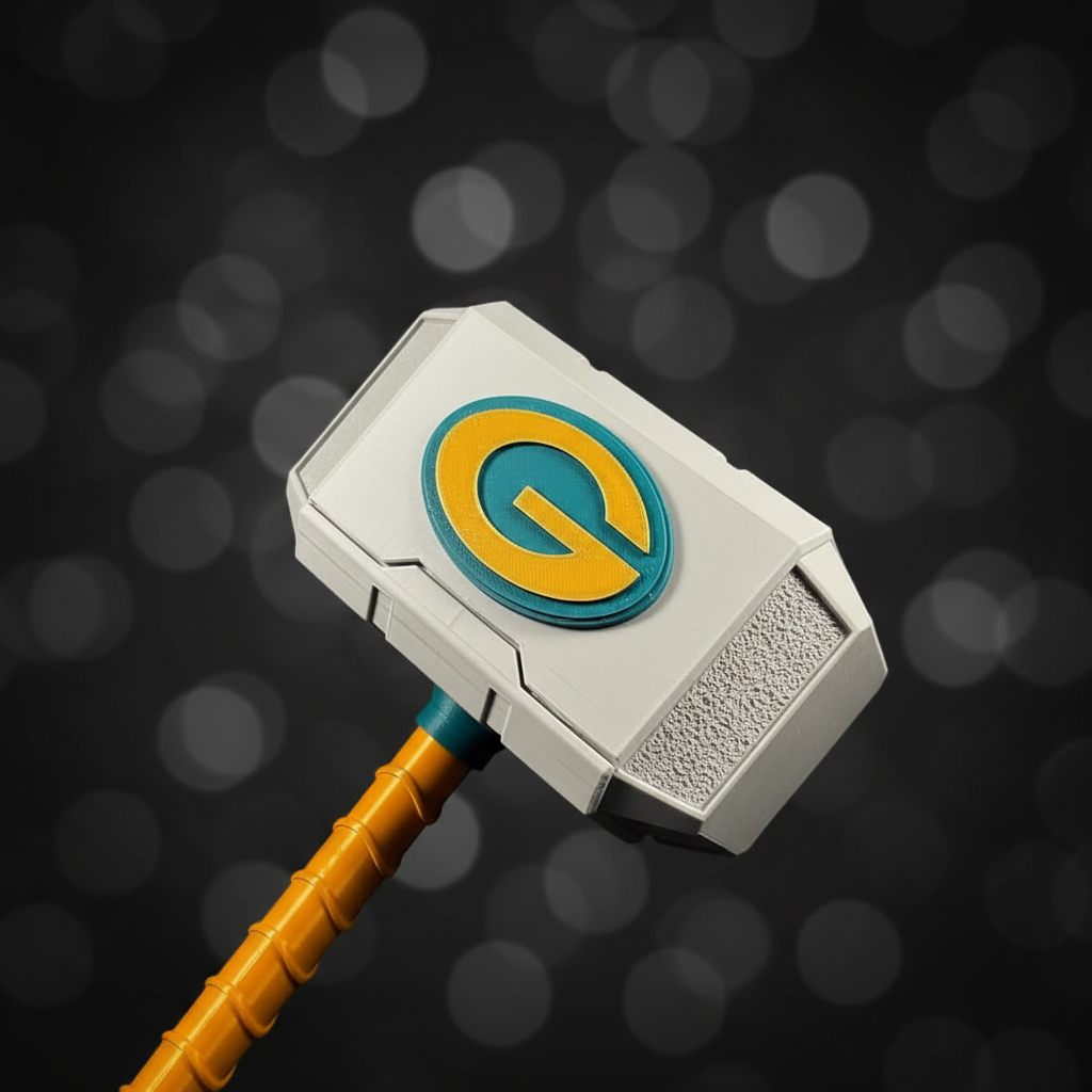 Custom 3D Printed NFL Thor Hammer - Green Bay Packers