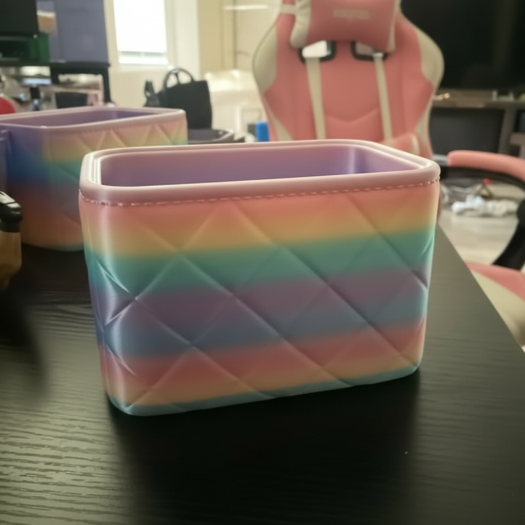 Quilted Diamond Pattern Cosmetic Container 3D Printed